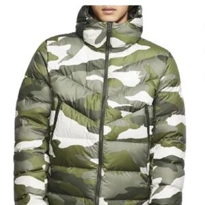 NIKE NSW DOWN-FILL WINDRUNNER PRINTED HOODED PUFFER JACKET CAMO BV4763 222 sz L